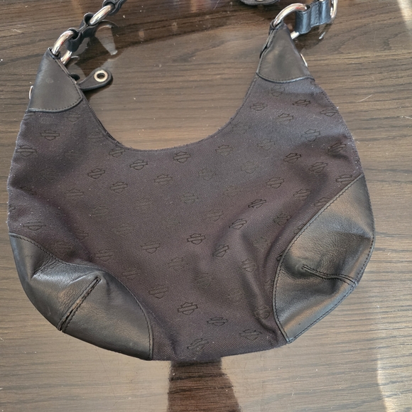 Harley-Davidson Women's Hobo Handbag in canvas with genuine leather trim - Picture 6 of 8